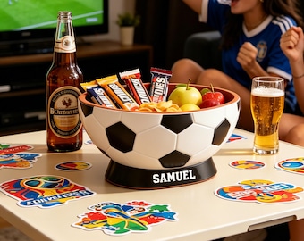 Personalised Soccer Ball Snack Bowl, Custom Name Match Day Gift for Soccer Fans, Soccer Treat Bowl,  Fun Soccer Gift, 2026 World Cup