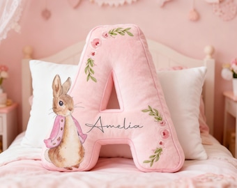 Benutzerdefinierte Anfang Kissen für Kinder, personalisierte Ostern Mädchen Kissen mit Namen, Nursery Home Decor, Geburtstagsgeschenke für Sie, Ostergeschenke für Kinder