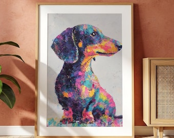 Dachshund Dog Art Print – Colorful Maximalist Decor