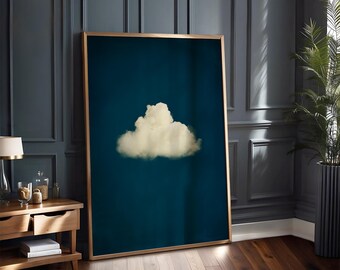 Stampa artistica "Nuvola malinconica": cielo astratto scuro, decorazione murale minimalista