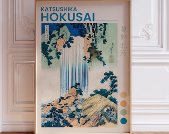 Gravura da Cachoeira Yoro de Hokusai, Arte Japonesa
