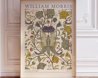 William Morris Style Flower Print, Vintage Botanical Floral Wall Art ...