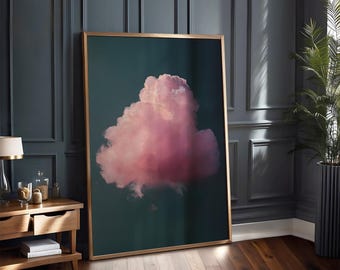Zachtroze wolkkunstdruk • Sfeervolle lucht, minimalistisch decor