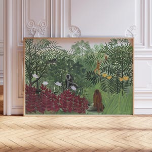 Henri Rousseau Poster, Tropical Forest with Monkeys, Rousseau Print, Vintage Home Décor, Wall Décor. Botanical Art, Gift Idea, A2/A3/A4/A5