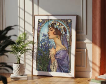 Art Nouveau Woman Print – Vintage Floral Giclée Poster