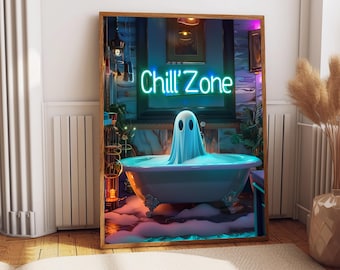 Ghost in print: poster met spookachtige badkamermuur
