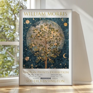 William Morris Print, William Morris Exhibition Print, William Morris Poster, Textiles Art, Vintage Wall Art, Tree of Life Moon & Stars