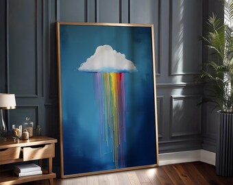 Rainbow Cloud Print • Abstract Sky Wall Art, Minimalist Decor