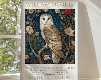 William Morris Print, William Morris Exhibition Print, William Morris Poster, Vintage Poster, Textiles Art, Vintage Wall Art, Owl Art Print