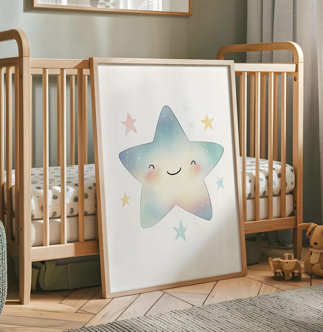 Star Nursery Print - Kids Wall Art - Watercolor Baby Room Poster - Star ...