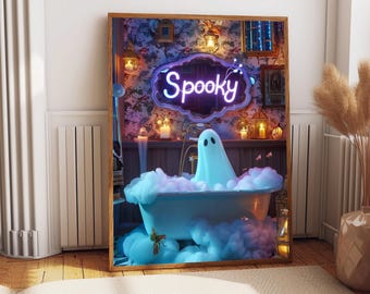 Spookbadafdruk - muurkunst griezelige halloween