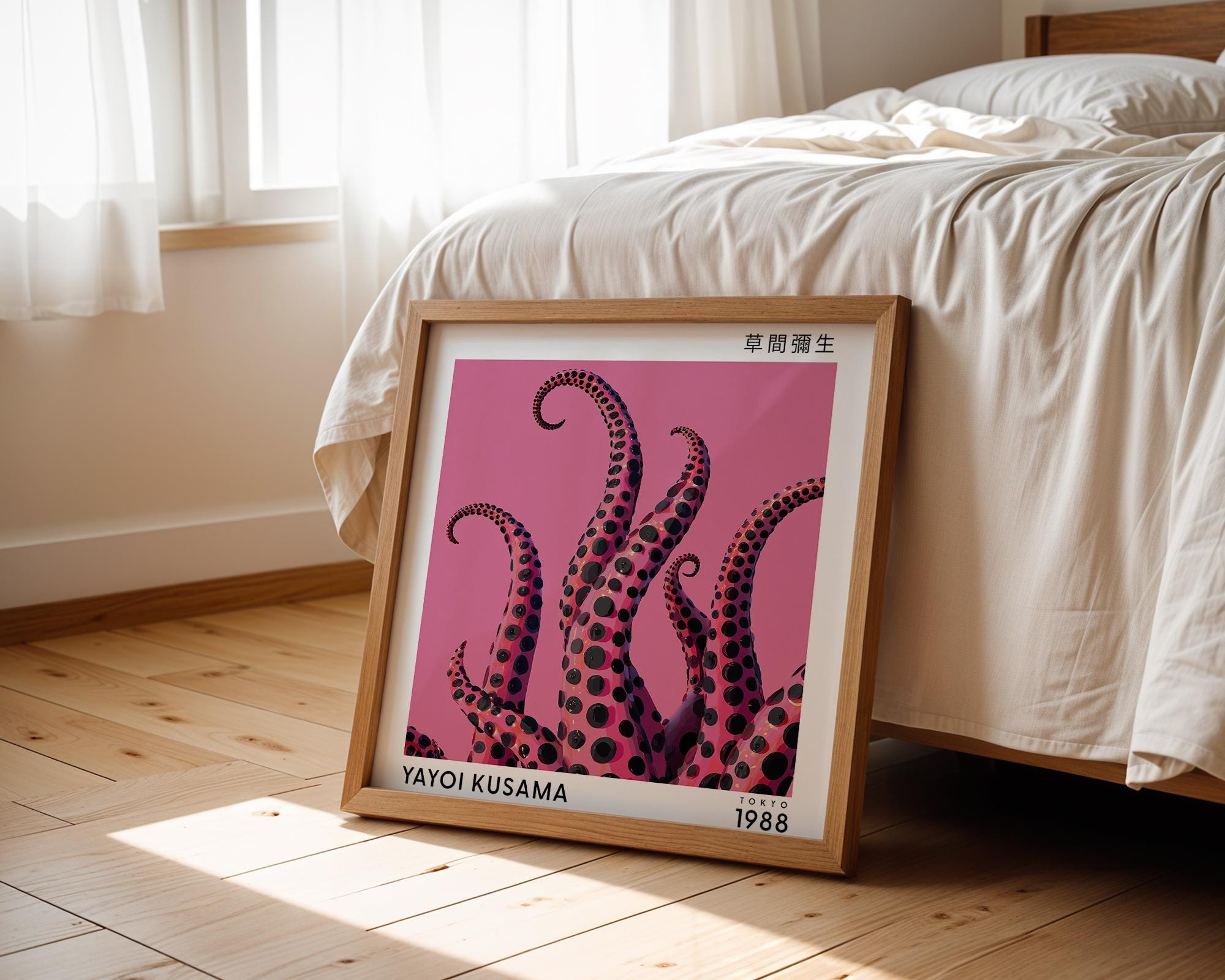 Yayoi Kusama Octopus Art Print, Pink Polka Dots, Japanese Wall Art - Etsy