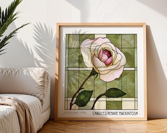 Charles Rennie Mackintosh Rostryck - Art Nouveau målat glasposter