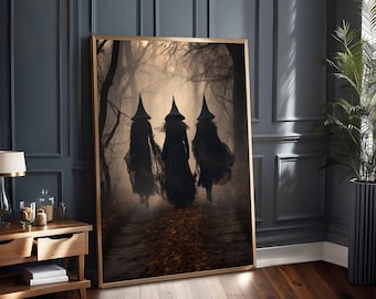 Stampa artistica di streghe gotiche - Poster della foresta spettrale