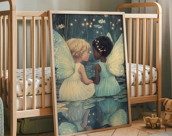 Magical Fairy Friends Art Print – Whimsical Nursery Wall Decor