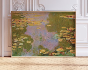 Impression de nénuphars Claude Monet, décoration florale vintage pour la maison