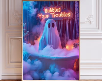 Spookbadafdruk - poster spookachtige Halloween