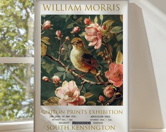 William Morris Exhibition Poster, Vintage Floral Art Print