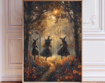 Three witches Swing Print: Forest Magic Wall Art