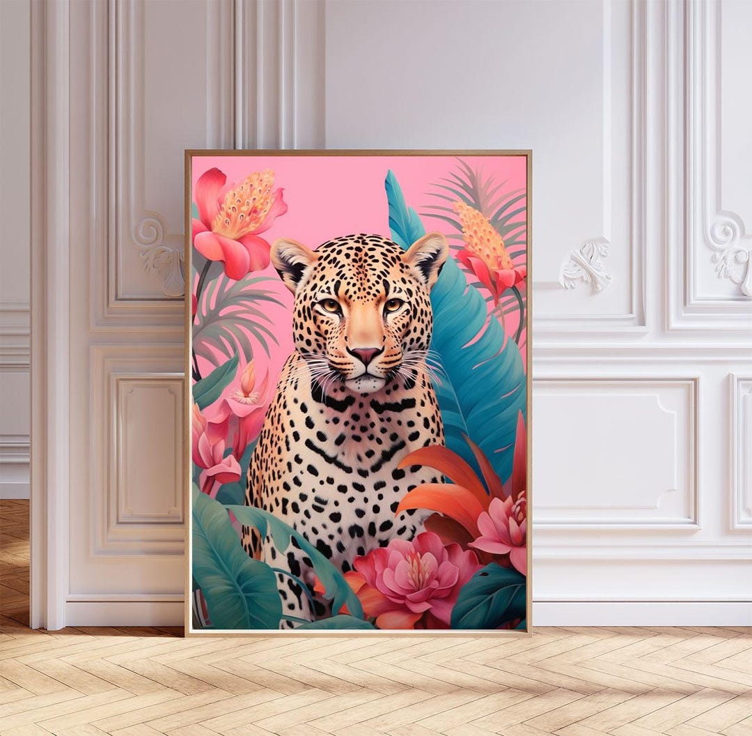 Leopard Print - Tropical Floral Animal Botanical Art - Etsy