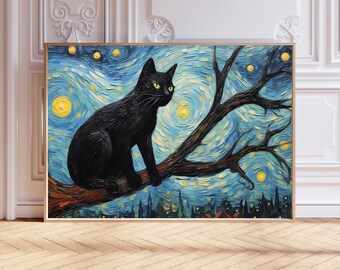 ゴッホ 猫プリント ウォールアート 猫好きへのギフト 室内装飾ポスター