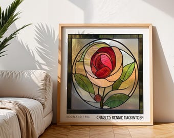 Charles Rennie Mackintosh Rostryck – Art Nouveau Blomsteraffisch