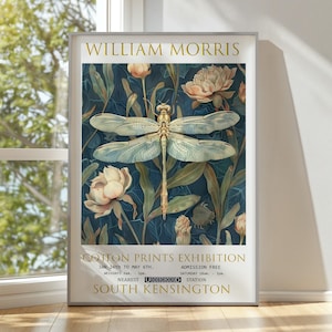 William Morris Dragonfly Print, William Morris Exhibition Poster, William Morris Poster, Vintage Poster, Textiles Art, Vintage Wall Art,