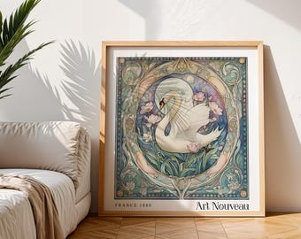 Svantryck i jugendstil – Vintage fransk botanisk väggkonst