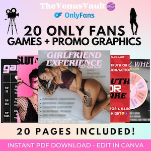 20 OnlyFans Promo + Game Templates | Adult Content Creator Template Bundle Customizable in Canva | Only Fans Fansly Camgirl image 1