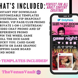 20 OnlyFans Promo + Game Templates | Adult Content Creator Template Bundle Customizable in Canva | Only Fans Fansly Camgirl image 2