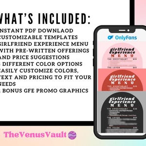 ONLYFANS GFE MENUS | Girlfriend Experience Menu and Promo Graphic