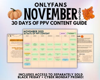 November 2025 OnlyFans Content Guide | Adult Content Creator PPV, Captions, Calendar + Promo Bundle Customizable in Canva | Fansly Camgirl