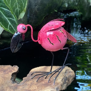 Pink Metal Flamingo, Home Decor, Birthday Gift, Pink Flamingo Figurine, Pink Flamingo Sculpture, Exotic Bird Figurine, Flamingo Gift Idea