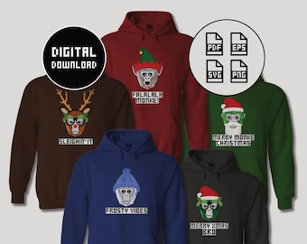 5 Christmas Monkes - Gorilla Tag Designs Bundle