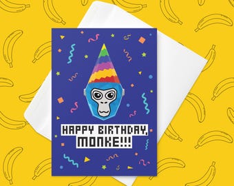 Gorilla Tag Birthday Card – Funny Gamer Greeting Card for VR Monke Fans