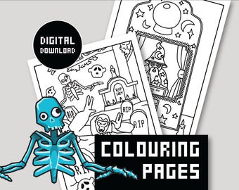 2 Gorilla Tag-Inspired Halloween Colouring Pages PNG | Digital Download A4