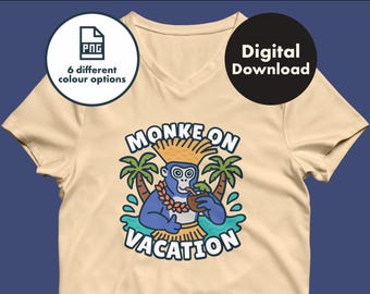 Monke en vacances - Étiquette gorille sur le thème de l'été