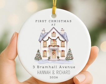 Personalised New Home Christmas Decoration Ornament, New Home Gift, Family Bauble, Christmas Keepsake Bauble, First Christmas At New House