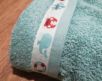 Toalla de playa con capucha de verano: Toalla de baño y playa para niños hecha a mano de algodón
