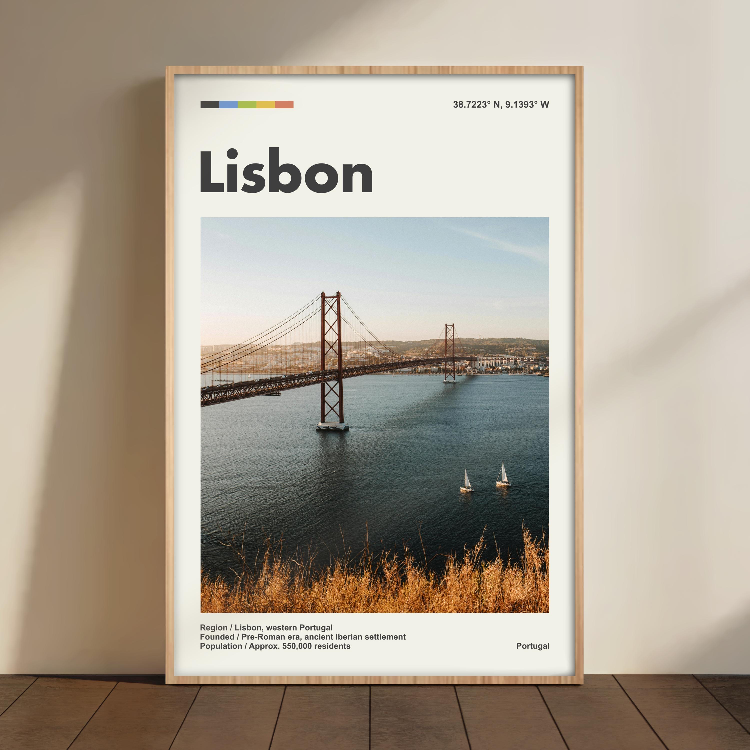 Lisbon Bridge Print – Minimalist Portugal Travel Poster - Etsy