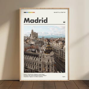 Madrid Travel Poster – Minimalist Spain Wall Art, Vintage Madrid Print, Gran Vía & Architecture Photography, Spanish Cityscape Decor, Madrid
