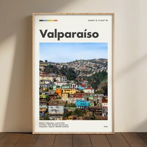 Valparaíso Travel Poster – Minimalist Chile Wall Art, Vintage Valparaíso Print, South America City Poster, Colorful Coastal Decor