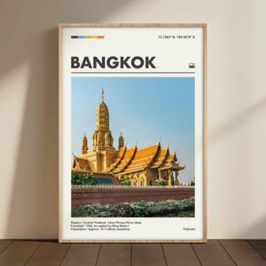 Bangkok Temple Poster – Thailand Travel Wall Art, Minimalist Wat Arun Print, Vintage Bangkok Photography, Southeast Asia Decor, Thai Temple