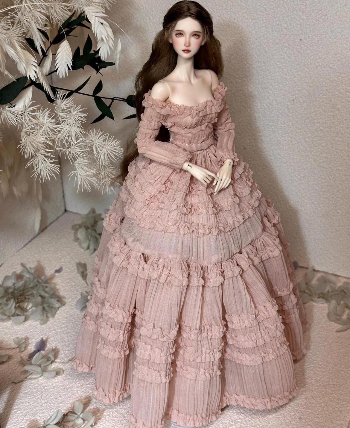 1:6 Bjd/30cm/12inch Custom Fashion Doll Clothes/outfit, Layered Ruffle Dress, Victorian-style Clothing, 1/6 BJD Handmade Gown/evening Dress