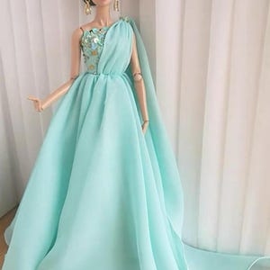 30cm Fashion Doll Beaded Sequin Chiffon Gown, 1/6 BJD 12&quot; Doll Handmade Elegant & Exotic Style Evening Dress/Princess Dress/Clothes