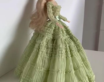 1:6 BJD/30cm/12inch Custom Fashion Doll Clothes/Outfit, Layered Ruffle Dress, Victorian-Style Clothing, 1/6 BJD Handmade Gown/Evening Dress