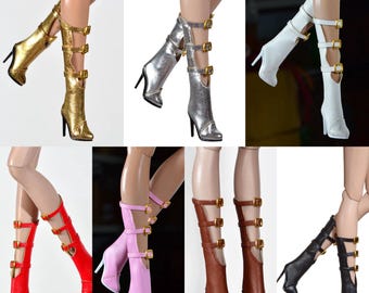Boots for Integrity Toys - Fashion Royalty 6.0/FR2/Nu.Face 3.0 and Similar Size Dolls, 30cm Fashion Doll Leather Boots, 1/6 12" Dolls Shoes