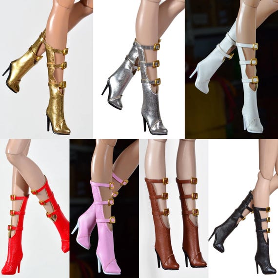 Boots for Integrity Toys - Fashion Royalty 6.0/FR2/Nu.Face 3.0 and Similar Size Dolls, 30cm Fashion Doll Leather Boots, 1/6 12" Dolls Shoes