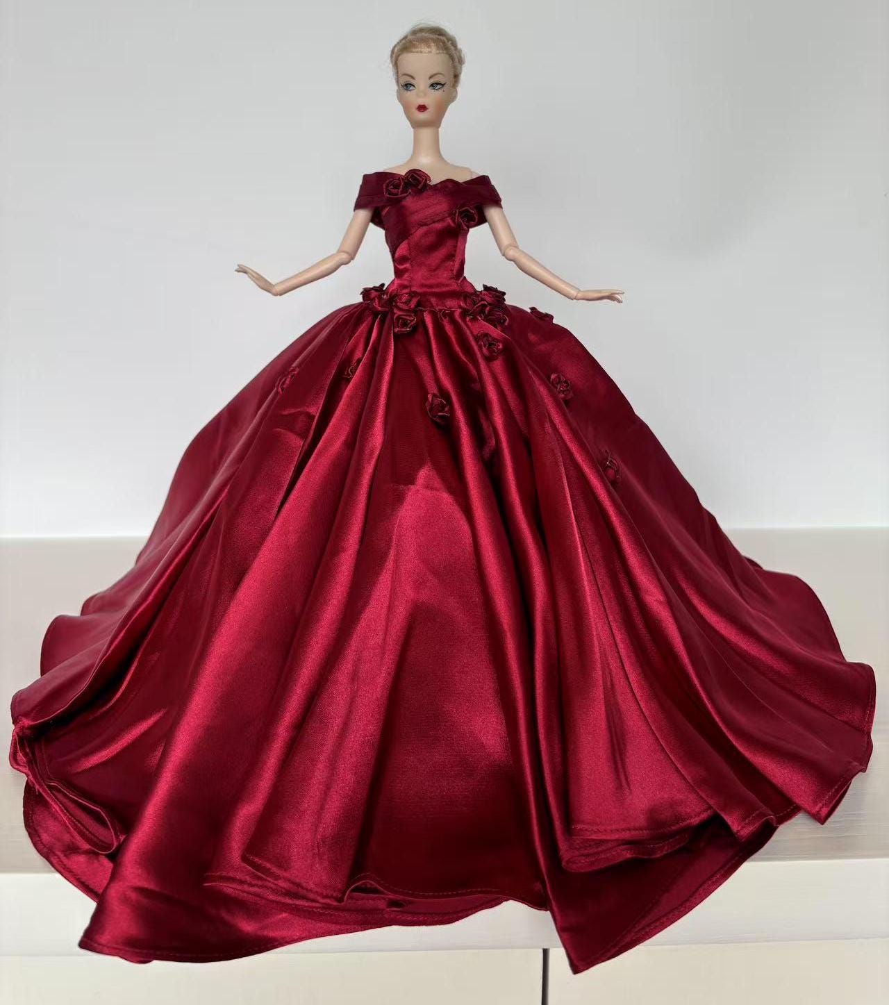 fitted lace wedding dress Blood Red Rhinestone Fall Sleeve With Slit Custom Gown  Satin Ribbons LLC