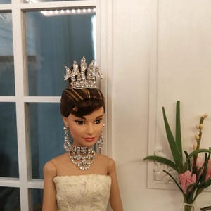 30cm Fashion Doll Handmade Jewelry/Accessory, Luxurious Rhinestone Earrings & Necklace Set, 1/6 Scale BJD/12 inch Dolls Accessories